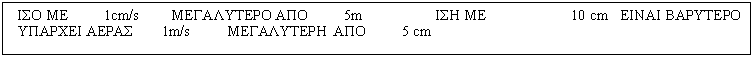 ������� ��������: ��� ��         1cm/s        ���������� ���         5m                  ��� ��                     10 cm   ����� ��������         ������� �����        1m/s          ����������  ���          5 cm      